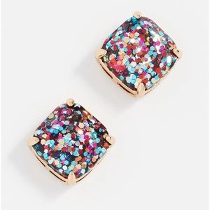 Kate Spade Small 1/2” Square Glitter Stud Earrings